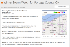 Winter storm watch for Portage County from Weather.com